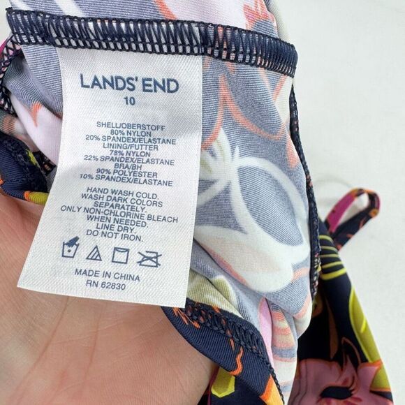 Lands End Tankini Womens Size 10 Deep Sea Jungle Floral Underwire Swim New - Picture 6 of 9